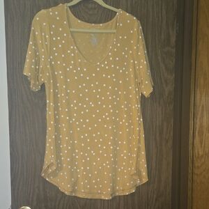 Maurices 24/7 Mustard Yellow & White Polka Dot Top